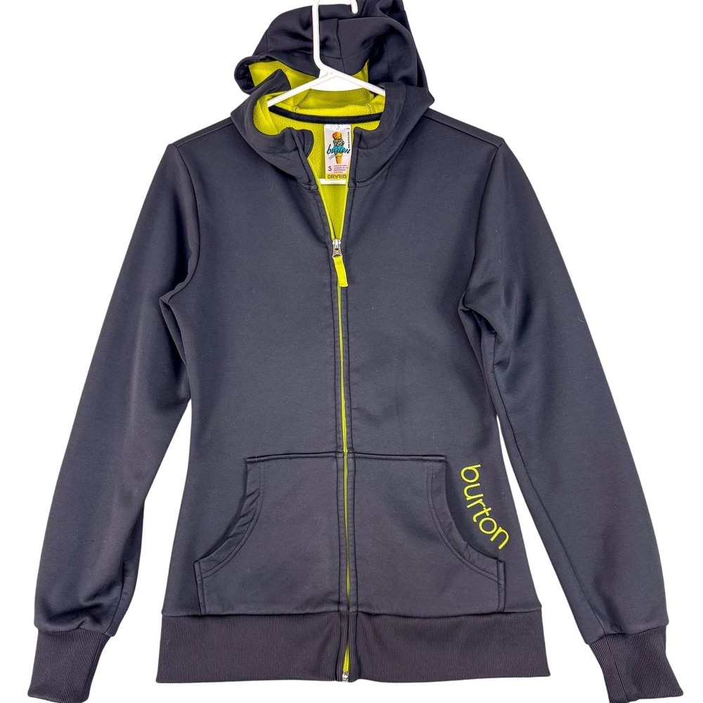Burton Hoodie Jacket Mens Small Black Full Zip‎ DRYRIDE Fleece Snowboard